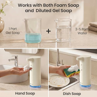 GentleJet EasyFoam Automatic Foaming Soap Dispenser, Touchless USB-C Rechargeable Sensor Pump, 304 Stainless Steel, Adjustable Foam, IPX5 Water-Resistant for Bathroom & Kitchen, 10 fl oz / 300 mL - color: Apricot