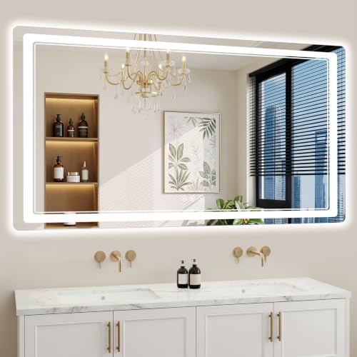 30"x71" LED Bathroom Mirror with Lights, Backlit + Front Lit, Anti-Fog, Lighted Bathroom Mirror for Wall, HD Shatterproof Tempered Glass, Dimmable, Memory Function (Horizontal/Vertical) - size: 71"L x 30"W