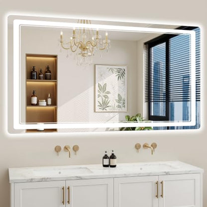 30"x71" LED Bathroom Mirror with Lights, Backlit + Front Lit, Anti-Fog, Lighted Bathroom Mirror for Wall, HD Shatterproof Tempered Glass, Dimmable, Memory Function (Horizontal/Vertical) - size: 71"L x 30"W