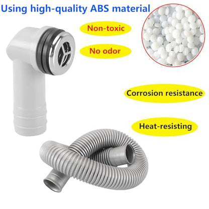 QRITY 1 PCS Overflow Pipe, 29x29mm Round Interface, Kitchen Sink Drain Pipe Kit, Silver, ABS Plastic, Bathroom Sink Overflow Head, 450mm Length - style: Style-B