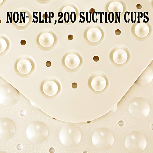 YINENN Bath and Shower Safety Mats 40x16 inch, Non Slip with Suction Cups for Bathroom Stall and Tub Floor, Extra Large and Machine Washable, Drain Holes Keep Bathtub Clean, Beige - color: Beige