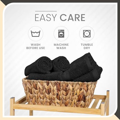 Martex 6-Piece 100% Ringspun Cotton Towel Set, Black | Quick Dry, Super Absorbent & Soft, Lightweight, 2 Bath, 2 Hand, 2 Wash Cloths - color: Black
