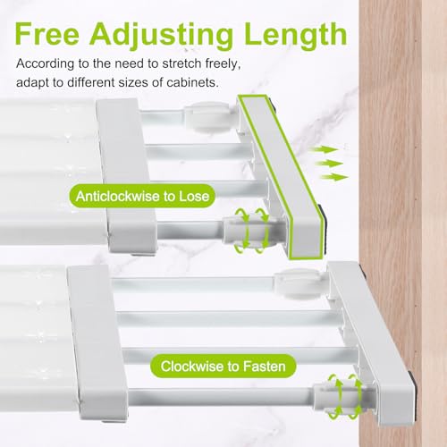 HARFINGTON Expandable Closet Tension Shelf 14.96" to 23.62" Adjustable Closet Organizer 2.5" x 13.78" Flower Pattern Storage Rack for Wardrobe Cupboard Kitchen Bedroom - size: 38cm to 60cm