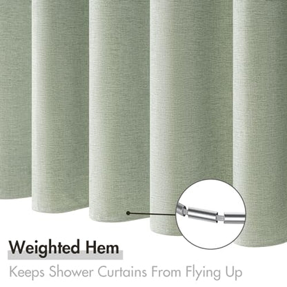 MIULEE 72 x 96 Extra Long Linen Shower Curtain Sage Green 12 Metal Hooks | Modern, Heavy Duty, Fabric Shower Curtain Set, Waterproof Thick Cloth Shower Curtains, Bathroom Hotel Bathtub, Washable - color: Sage Green, size: 72"W x 96"L (Pack of 1)