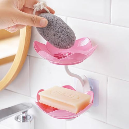 Soap Holder Shower,bar soap Holder,Adhesive Soap Dish for Bathroom Wall | Wall Mounted Self Draining,NO Drill Sponge Holder for Bathroom,Bathtub Kitchen Sink,Easy Cleaning,Keep Dry,2 tier,Pink - color: D-pink