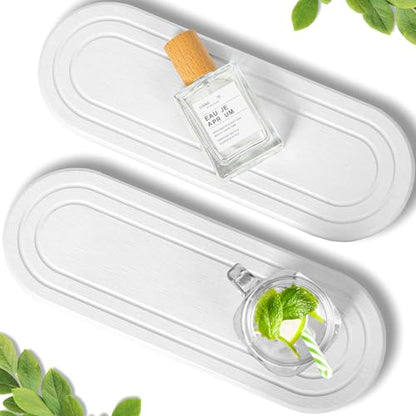 2PCS Water Absorbing Stone Tray, Fast Drying Diatomite Stone Sink Tray, Water Absorbent Diatomite Coasters, Stones Soap Trays for Kitchen Sink, Bathroom Counter Hand Soap Dish & Holders - color: 2pcs 21×10cm White Oval