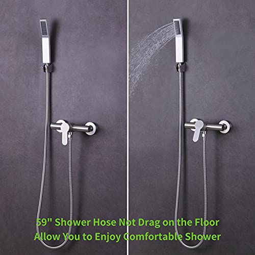Angle Simple Brushed Nickel Flexible Shower Hose 59 Inches, 1/2" IPS | Stainless Steel Replacement Handheld Shower Head Hose, No Tangles - color: Brushed Steel, size: 59 Inch