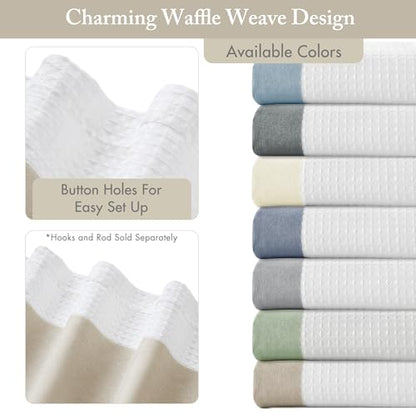 Madison Park Spa Waffle Weave Extra Long Shower Curtain, 72 x 84, Taupe | Striped, Pieced Fabric Design, 3M Scotchgard Moisture Management, Hotel Quality, Modern, for Bathroom, OEKO-TEX Certified - color: Stripe Taupe, size: 72"W x 84"L (Pack of 1)
