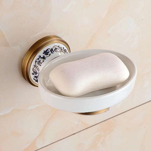 Antique Bronze Brass Soap Dish, Soap Holder Wall Mounted Bathroom Hardware Accessories,Porcelain Design - color: Soap Holder