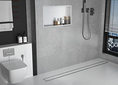 Linear Shower Drain, 304 Stainless Steel Floor Drain 42" | with Tiled Insert Grate & Hair Strainer, Bathroom 2-in-1 Tiled in Drain, CUPC Certified - color: Brushed, size: 42''