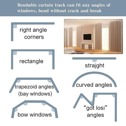 Flexible Bendable Curtain Track, Wall Mount Heavy Duty Sliding Room Divider Track, Room Divider, for RV, Shower, Hospital