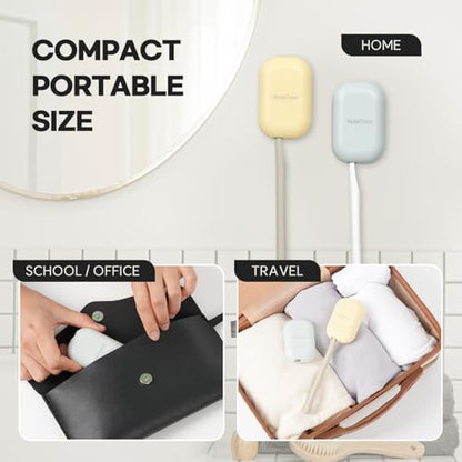 HubiCare Toothbrush Case, Spring Pastel Color Portable Mini Toothbrush Covers with Holder, Rechargeable Travel Home Toothbrush and Holder, Cleaner Case for All Electric & Manual Toothbrushes (Yellow) - color: Yellow