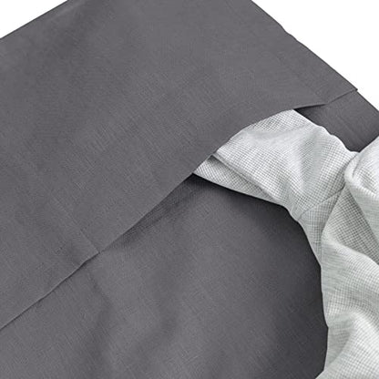 Amazhiyu Pure Linen Over The Door Laundry Hanging Hamper Bag with Bottom Zipper and Pockets Grey - color: Grey