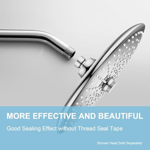 OFFO Shower Arm with Flange, 10 in Wall Mount Replacement Angle Shower Head Arm Wall-Mounted For Fixed Shower Head & Handheld Showerhead, Chrome - color: Chrome, style: 10 in