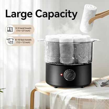 Mini Hot Towel Warmer - 1 min Steam & 60℃ in 20mins, Towel Steamer for Facials/Barber/Massage, Portable 2.4lbs Small Heater for Home Spa/Bathroom/Light Salon Use (Black-X-Small) - color: Black