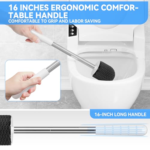 TRENTI Toilet Brush and Holder Set - Bristles Bowl Brush Head with Ventilated Holder, Wall Mounted Compact Set for Bathroom Deep Cleaning - color: White