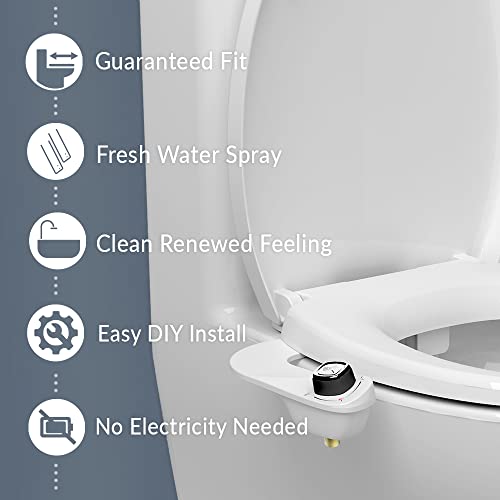 Mayfair Cassel Bidet Bundle, Slow-Close Never Loosen Toilet Seat with Perfect Fit, Fresh Water Spray, Non-Electric, Easy to Install Bidet, ELONGATED, White - size: Elongated, style: Bidet & Seat Bundle