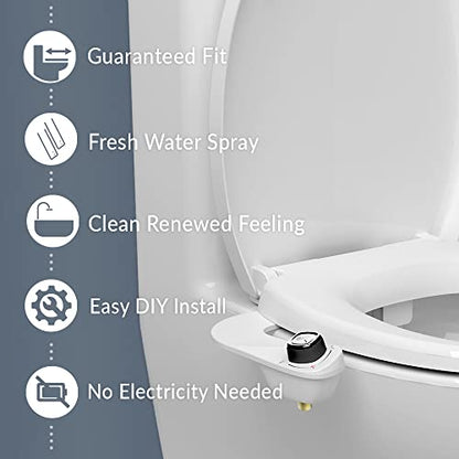 Bio Bidet by Bemis 1400TTA Bidet Bundle, Economy Wood Toilet Seat, Fresh Water Spray, Non-Electric, Easy to Install Bidet, ELONGATED, White