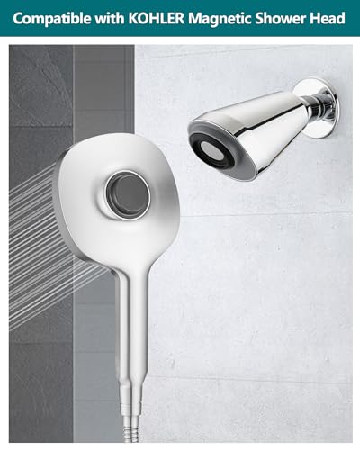 Adjustable Shower Holder Compatible with Delta Fit Kohler Magnetic Handheld Showerhead - 3M VBH Adhesive Tape for Strong Hold, No Drill, Any Height Use, Chrome - size: Chrome