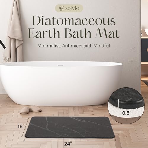 Quick Dry Shower Stone Bath Mat, Super Absorbent & Non-Slip 24 x 16 Inch Diatomaceous Earth Mat, Durable & Easy to Clean Diatomite Bath Mat for Bathroom Floor/Kitchen (Charcoal) - color: Charcoal