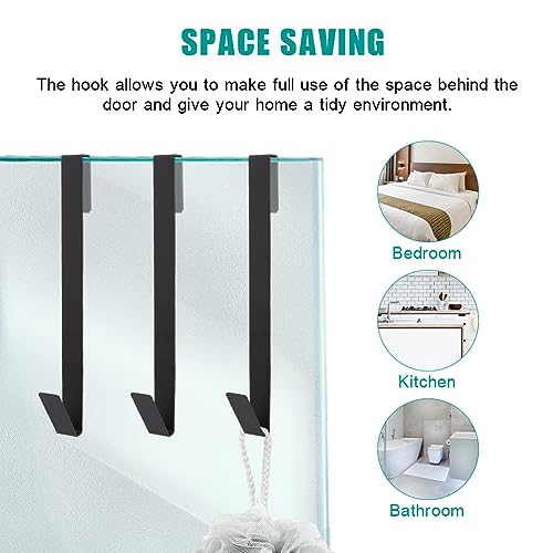 Extended Shower Door Hooks, 4 Pack Heavy Duty Stainless Steel No Drill Over Door Towel Hooks for Frameless Glass Shower Door, Bathroom Organizer (10 Inch) - size: 10 Inch