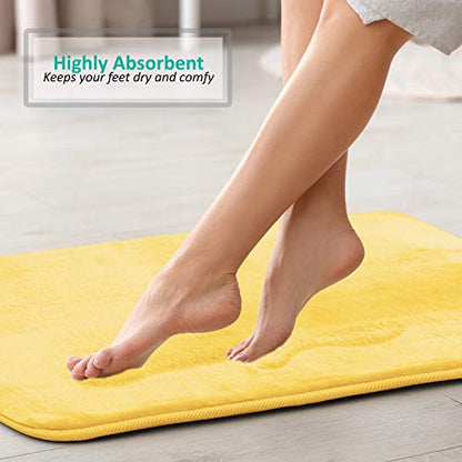 Clara Clark 3 Piece Bathroom Rugs Bath Mat Set, Velvet Memory Foam Bath Mats for Bathroom - Non-Slip, PVC Backing Bath Rugs, Washable - Dries Quickly, Yellow - color: Mellow Yellow