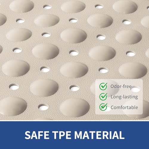 OTHWAY Extra Large Shower Mat 47"x 32", TPE Non Slip Shower Mat for Shower Stall, Inside Walk in Shower Mats with Drain Holes Suction Cups, Anti-Slip for Elderly (Apricot) - color: Apricot