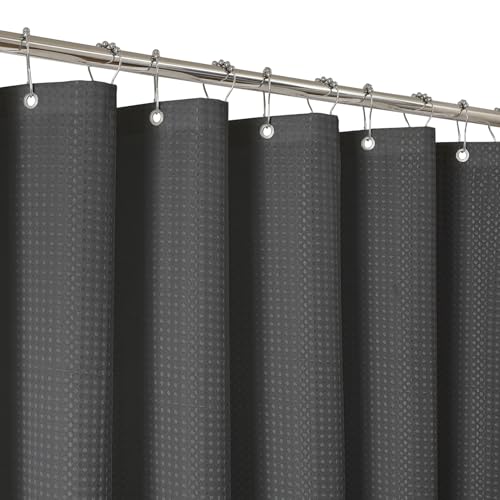 2-in-1 Waterproof Fabric Shower Curtain - No Separate Liner Needed, Hotel-Style Waffle Weave, Effortless Cleaning & Washable Bathroom Shower Curtain Set,72Wx72H,Chocolate Grey - color: Chocolate Grey, size: 72"W x 72"L (Pack of 1)