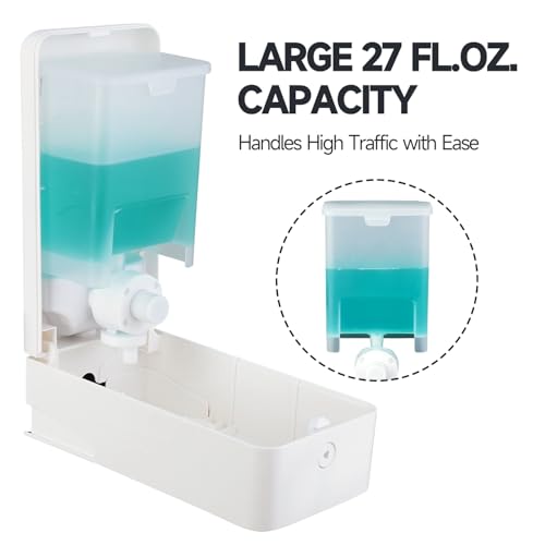 anydry Liquid Hand Soap Dispenser Wall Mounted 27oz Large Capacity White | Durable ABS Material, Flexible Installation, Ideal for Commercial Bathroom, Easy Refill Wide Opening - color: Warm White