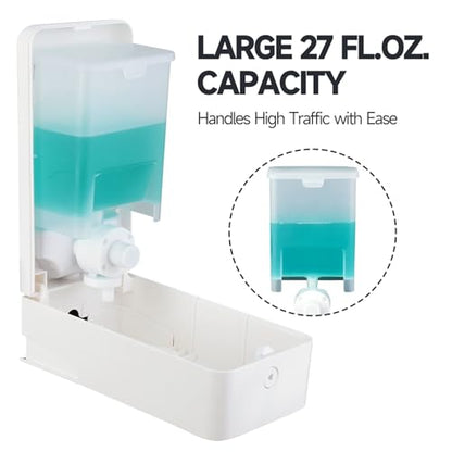 anydry Liquid Hand Soap Dispenser Wall Mounted 27oz Large Capacity White | Durable ABS Material, Flexible Installation, Ideal for Commercial Bathroom, Easy Refill Wide Opening - color: Warm White