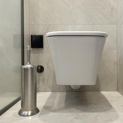 Brushed Nickel Toilet Bowl Brush with Holder, Durable Bathroom Cleaning Tool, Modern Design for Easy Toilet Maintenance, Bathroom Cleaner Brush for Efficient Cleaning and Hygiene - color: Nickel 3