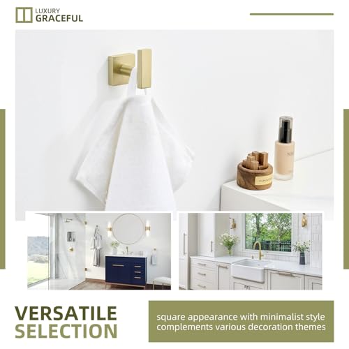 Angle Simple Bathroom Towel Hook, Coat Robe Hook for Wall, Brushed Gold | Rustproof SUS304 Stainless Steel, Hand Towel Holder for Hat Shirt Scarf, Keep Kitchen Cabinet Hallway Tidy, Screw Mount - color: Brushed Gold