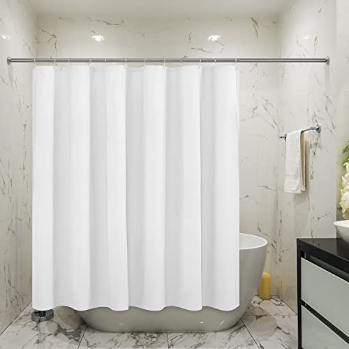 Embossed Microfiber Short Shower Curtain Liner 71 x 66 inches, Soft Fabric Shower Curtain Washable and Water Repellent,71x66, White - color: White, size: 71"W x 66"L (Pack of 1)