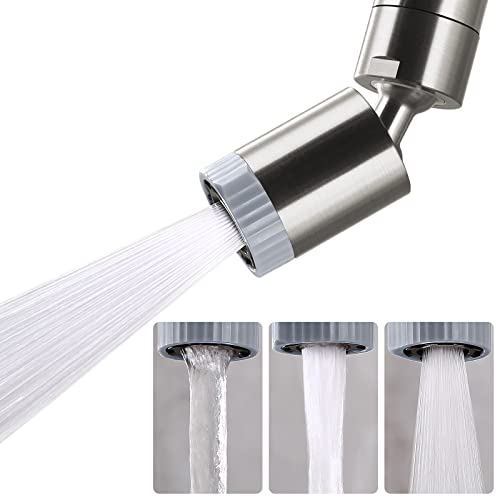 Rotating Faucet Aerator,360° Swivel Kitchen Faucet Nozzle Splash-Proof | 3-Flow Sprayer Female Kitchen Faucet Attachment,Faucet Attachment for Kitchen Sink,Faucet Aerator Sprayer Brushed Nickel - color: Brushed Nickel D