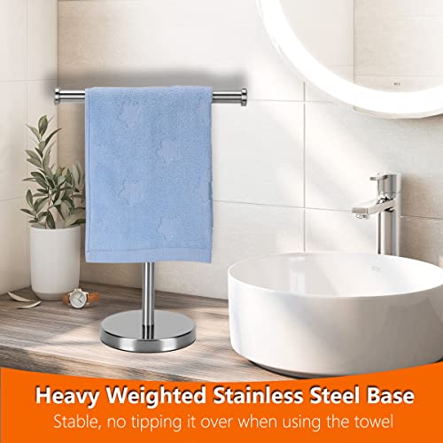 Kalitro Towel Rack Hand Towel Stand, Bathroom Hand Towel Holder Stand with Heavy Base, SUS304 Stainless Steel Brushed Nickel - color: Silver