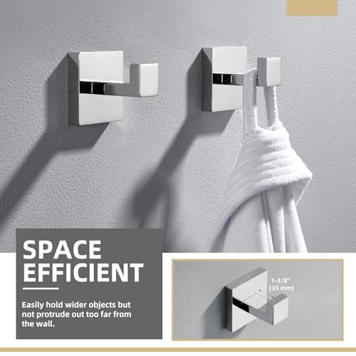 Angle Simple Bathroom Towel Hook, Robe Coat Hanger, Polished Chrome, 2 Pack | SUS304 Stainless Steel, Heavy Duty Wall Hook for RV Garage Kitchen Closet Cabinet, Hand Towel Holder Screw Wall Mount - color: Polished Chrome, size: 2 Pack