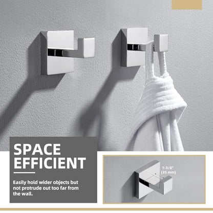 Angle Simple Bathroom Towel Hook, Robe Coat Hanger, Polished Chrome, 2 Pack | SUS304 Stainless Steel, Heavy Duty Wall Hook for RV Garage Kitchen Closet Cabinet, Hand Towel Holder Screw Wall Mount - color: Polished Chrome, size: 2 Pack
