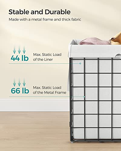 SONGMICS Laundry Hamper, 29 Gal. (110L) Laundry Basket, Collapsible Clothes Hamper, Removable and Washable Liner, Metal Wire Frame, for Bedroom Bathroom, Cream White ULCB111W01 - color: Cream White, size: 110 L