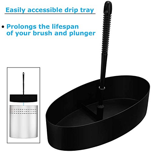 Blue Donuts Toilet Brush and Plunger Set with Holder, Modern Chrome Bathroom Accessories Toilet Plunger and Toilet Bowl Brush Combo - color: Chrome