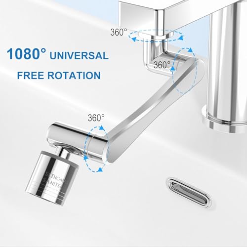 London Sunshine 2PC 1080° Swivel Faucet Extender,360° Swivel Robotic Arm Faucet Aerator,2 Sprayer Mode Kitchen Faucet Attachment Tap Head Replacement For Bathroom/Kitchen/Face/Hair - color: 2 Pieces 1080°