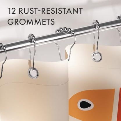 AmazerBath Fish Shower Curtain, Geometric Shaped Fish Bathroom Shower Curtain with 12 Shower Curtain Hooks, Rustic Fabric Shower Curtain Set, 72x72 Inches - color: B- Geometric Shaped Fish+12 Metal Hooks, size: 72"W x 72"L (Pack of 1)