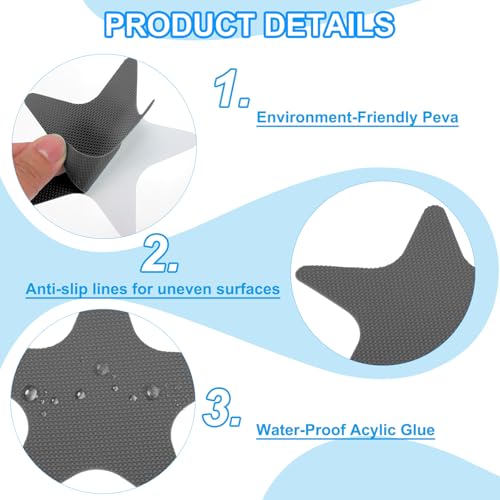PATIKIL Bathtub Non Slip Stickers 4.13x4.13 Inch, 6 Pack Star Safety Shower Floor Anti Slip Stickers with Adhesive Decals Scraper for Bath Tub Shower Floor Stair, Gray - color: Gray