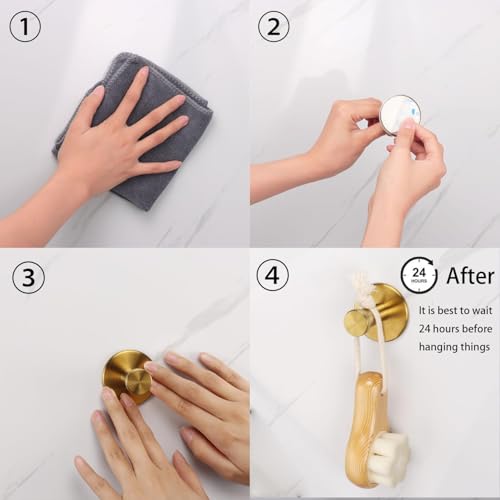 Bath Towel Hooks, 4 Pack Self Adhesive Coat Hooks, Sturdy No Drilling Robe Hook, SUS 304 Stainless Steel Heavy Duty Clothes Hanger, Wall Hooks for Bathroom Bedroom Kitchen (2 in, ‎Gold) - color: Gold-4