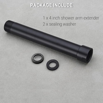 Black Shower Arm 4-Inch Straight Extension Arm for Rainfall Shower Head Stainless Steel, Female to Male NPT 1/2 Inch, Matte Black - color: Black, style: 4-Inch