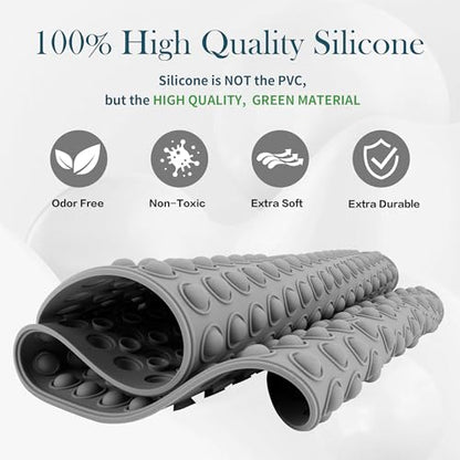 Non Slip Shower Mat 27x15 - Small Oval Bath Mat for Inside Tub, Silicone Bubble Pop It Bathroom Floor Mat with Strong Suction Cups, Quick Dry, Anti Slip Bathtub Mat for Shower, Grey - color: 27x15"-grey