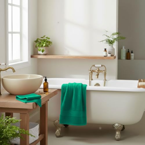 8 Piece Bath Towels for Bathroom - 100% Cotton, Soft Absorbent Bathroom Towels Set - 2 Extra Large Bath Towels, 2 Hand Towels & 4 Washcloths - Hotel Spa Thick Plush Towel, Kelly Green - color: Kelly Green (Pack of 8)