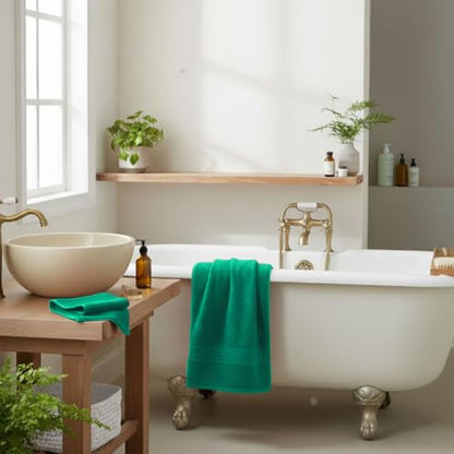 8 Piece Bath Towels for Bathroom - 100% Cotton, Soft Absorbent Bathroom Towels Set - 2 Extra Large Bath Towels, 2 Hand Towels & 4 Washcloths - Hotel Spa Thick Plush Towel, Kelly Green - color: Kelly Green (Pack of 8)