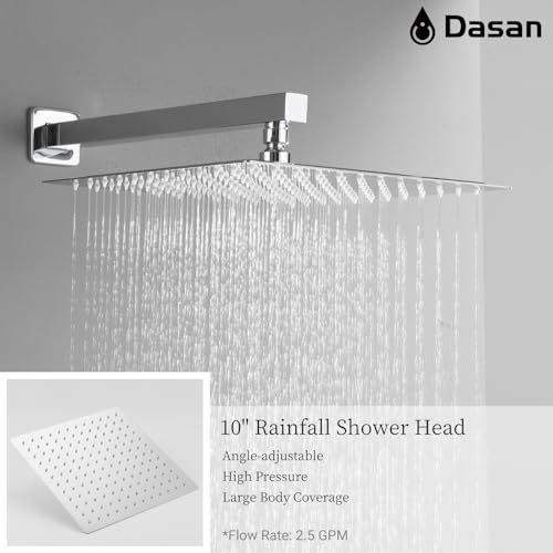 DASAN Tub Shower Faucets Sets Complete Chrome Bathtub Shower System with Tub Spout, Bathtub Faucet Set Tub and Shower Faucet Combo Trim Kit with Rough-in Valve, DA-SS03PC-S10W - color: Chrome