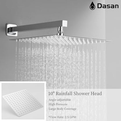 DASAN Tub Shower Faucets Sets Complete Chrome Bathtub Shower System with Tub Spout, Bathtub Faucet Set Tub and Shower Faucet Combo Trim Kit with Rough-in Valve, DA-SS03PC-S10W - color: Chrome