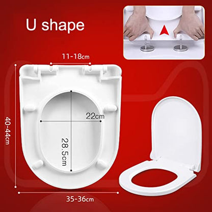 Quick Release Toilet Seat with Soft Close Mechanism, Universal Bathroom Toilet Lid with Removable Hinges, U Shape